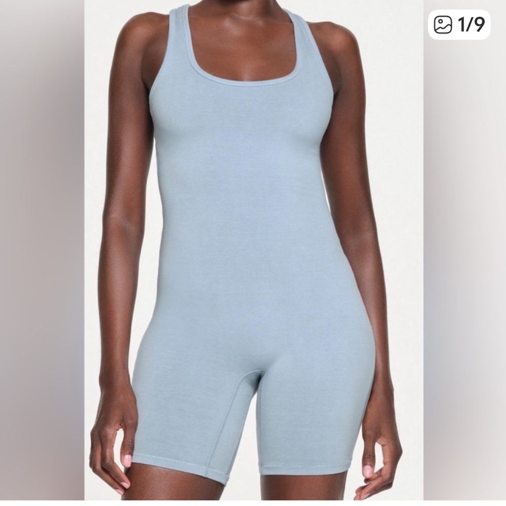 SKIMS Denim Blue Mid Thigh Bodysuit XL